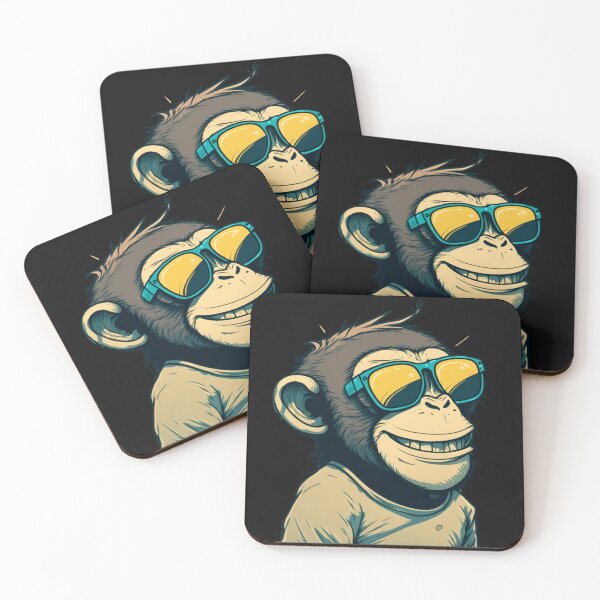 Item preview, monkey with glasses smiling designed and sold by BladiWear.