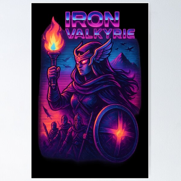 Item preview, Iron Valkyrie: Rebel Champion In Neon Skies designed and sold by shockSpot.