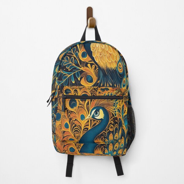 Item preview, Stylized Design of a Majestic Peacock with Intricate Gold and Blue Feathers. designed and sold by HEMRO.