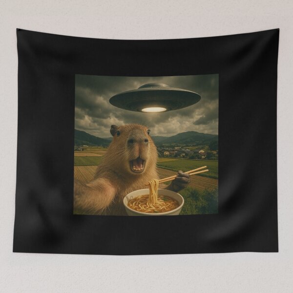 Item preview, Cute Capybara Eating Ramen  designed and sold by BASKF.