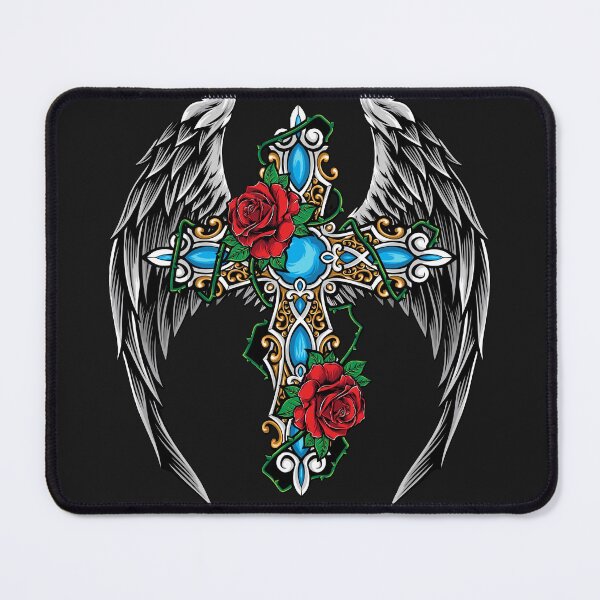 Item preview, Winged Cross With Roses  designed and sold by Sticks-n-Stonez.