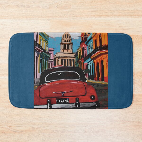 Item preview, Cruise Through Havana- Classic Red Car Leads the Way Amid Colorful Streets and Historic Grandeur designed and sold by OlfactoART Studio.