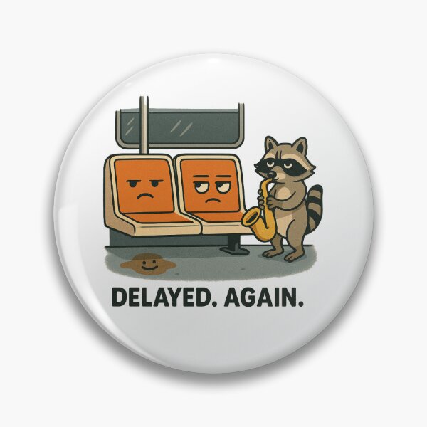 Item preview, “Delayed. Again.” – NYC Subway Seat Chaos Cartoon designed and sold by NewYawkStore.