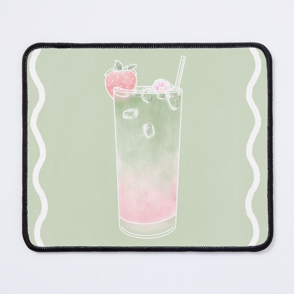 Item preview, Iced Strawberry Matcha - Green / Pink Wavy Background designed and sold by Charlotte Paints.