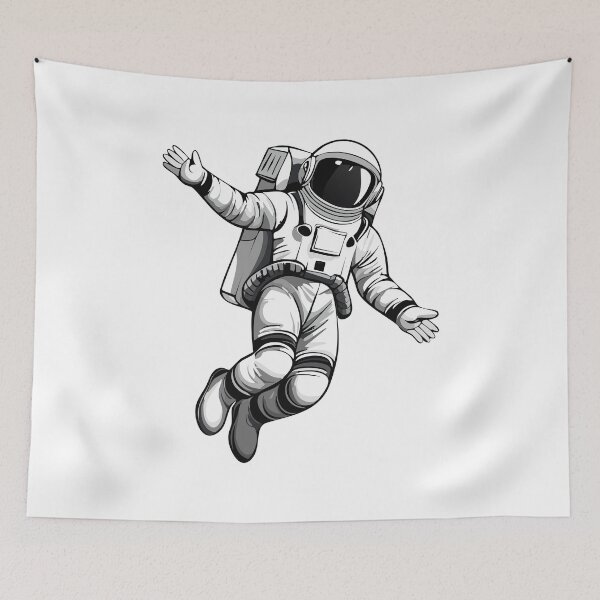 Item preview, Fantasy Astronaut, Astronaut in space, illustration of cosmonaut floating in space, astronaut in spacesuit fling in the space, cosmonaut in space black and white designed and sold by Danler.