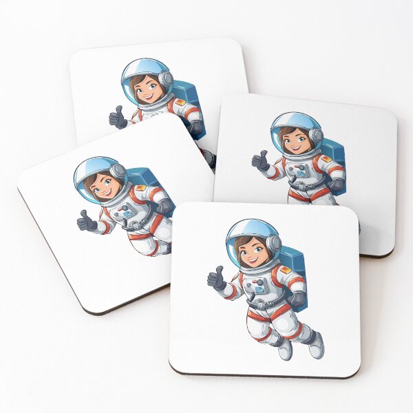 Item preview, Cosmonaut floating in space, astronaut in spacesuit fling in the space, astronaut girl in space suit showing thumb up or like gesture, Smiling woman cosmonaut in helmet and uniform designed and sold by Danler.
