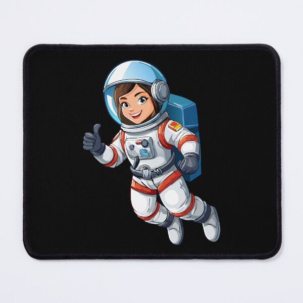 Item preview, Cosmonaut floating in space, astronaut in spacesuit fling in the space, astronaut girl in space suit showing thumb up or like gesture, Smiling woman cosmonaut in helmet and uniform designed and sold by Danler.