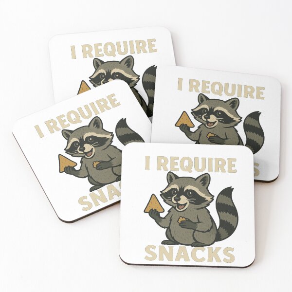 Item preview, I Require Snacks – Funny Raccoon T-Shirt designed and sold by Prints-by-Olaf.