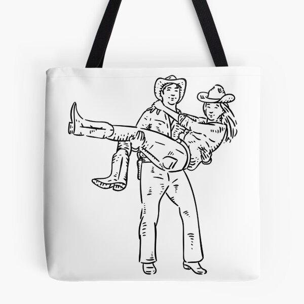 Aperçu de l'œuvre Autocollant Cowboy tenant une cow-girl créée et vendue par InfiniteSticker.