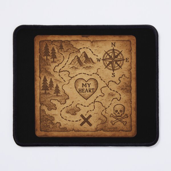 Item preview, My Heart Treasure Map – Vintage Adventure with Compass & Forest Paths designed and sold by Psycho-Crazy.