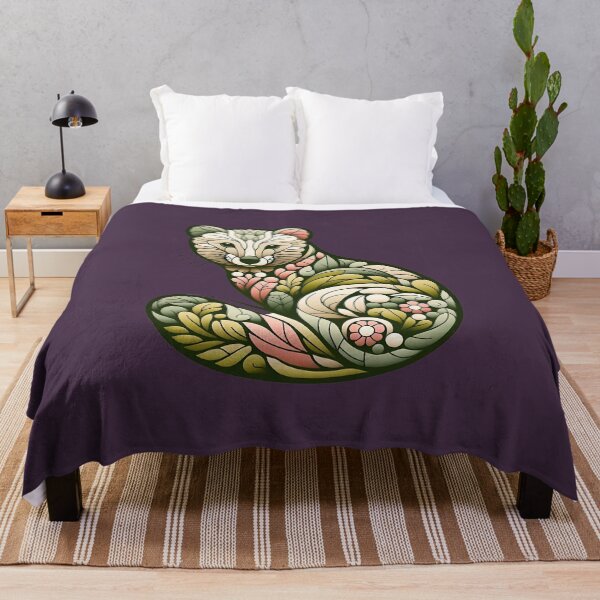 Item preview, Botanical American Marten with Foliage and Floral Detail designed and sold by BirdsnStuff.