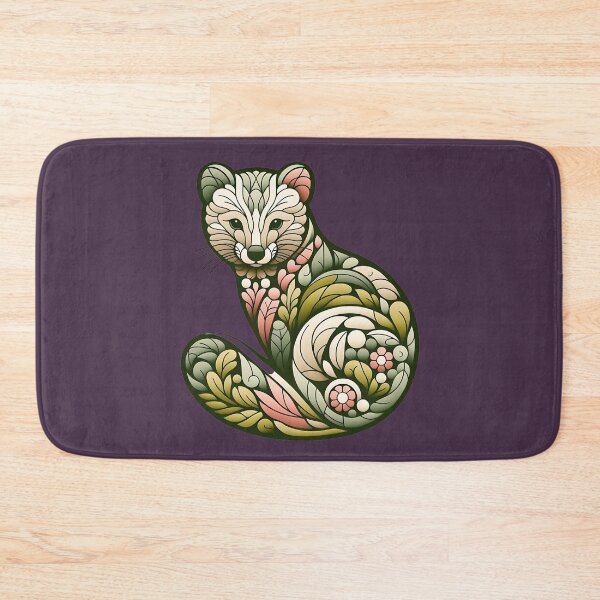 Item preview, Botanical American Marten with Foliage and Floral Detail designed and sold by BirdsnStuff.