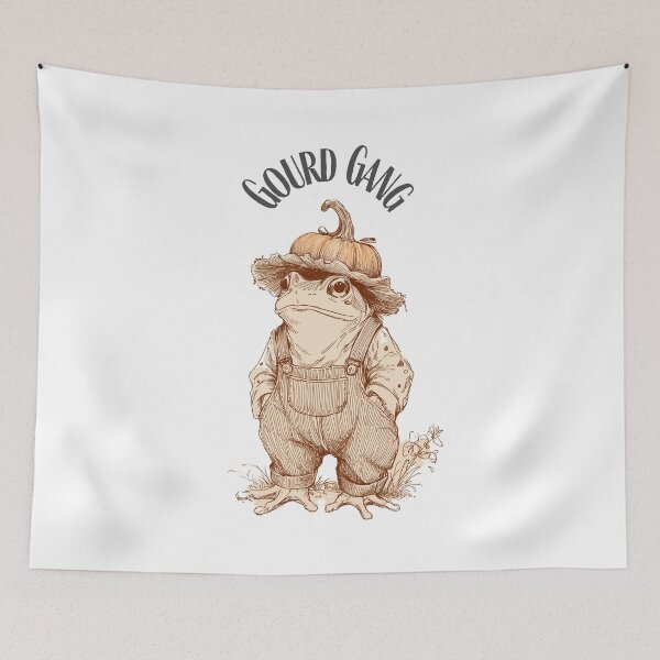 Item preview, Cottagecore Pumpkin Patch Frog | Gourd Gang Autumn Toad designed and sold by Envision Designs.