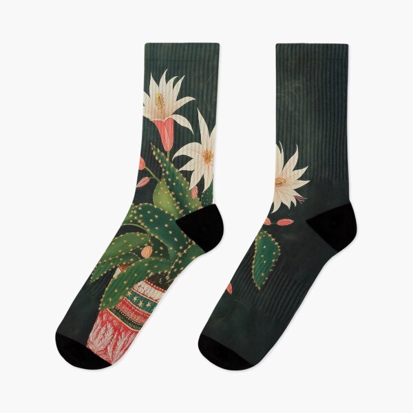 Item preview, A large cactus plant with white and pink flowers in a decorative pot design. designed and sold by HEMRO.