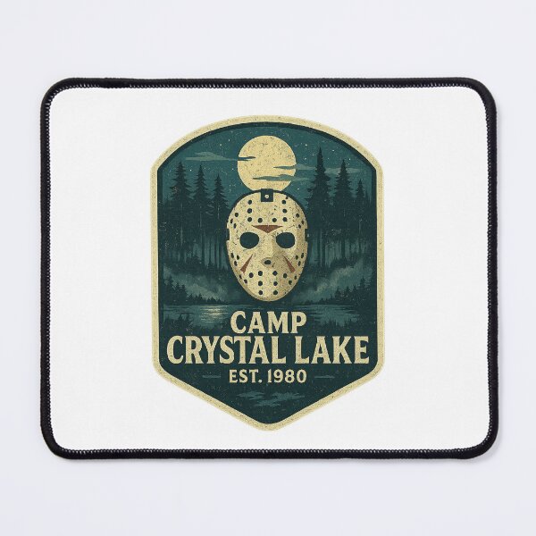 Item preview, Camp Crystal Lake – Retro Horror Camp Design with Moon, Mask & Est. 1980 designed and sold by SixthSolArt.