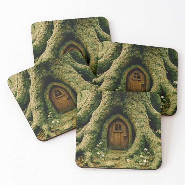 Item preview, Fairy Door in Ancient Oak Tree – Whimsical Forest Fantasy Art designed and sold by Psycho-Crazy.