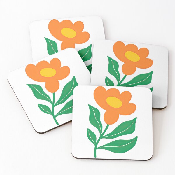 Item preview, Bold Orange Flower with Green Leaves Illustration designed and sold by ArtfulWeave.