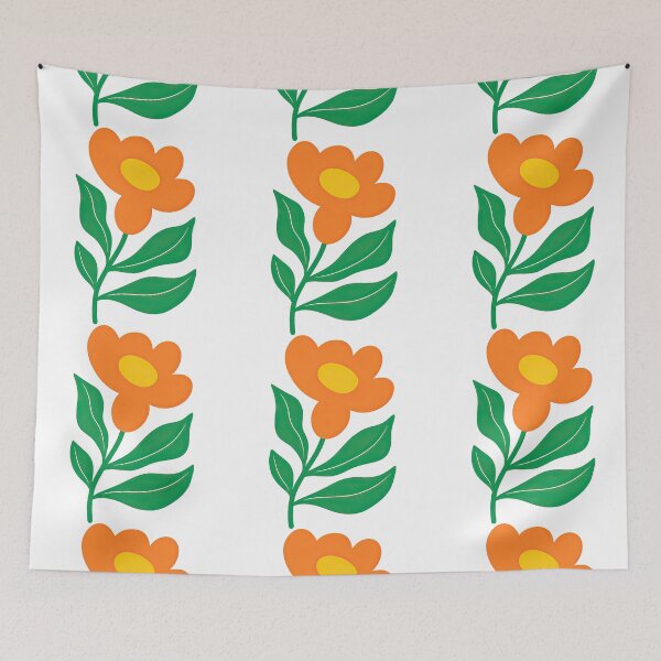 Item preview, Bold Orange Flower with Green Leaves Illustration designed and sold by ArtfulWeave.