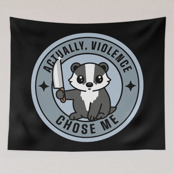 Item preview, Violence Chose Me Cute Angry Badger T-Shirt – Funny Animal Graphic Tee designed and sold by FreshyStudios.