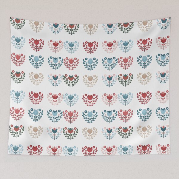 Item preview, Colorful Scandinavian Folk Flower Pattern designed and sold by ArtfulWeave.
