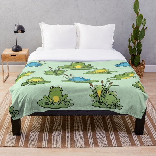 Item preview, Cute Frogs on Lily Pads Cartoon Blanket designed and sold by stylishsketcher.