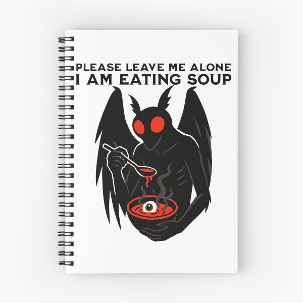 Aperçu de l'œuvre Citation de Mothman mangeant de la soupe S'il vous plaît, laissez-moi tranquille Je mange de la soupe, mème de soupe aux globes oculaires créée et vendue par LuxeGraphix.