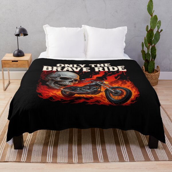 Item preview, Only The Brave Ride – Skull & Flames Biker Art designed and sold by Trendora Studio.