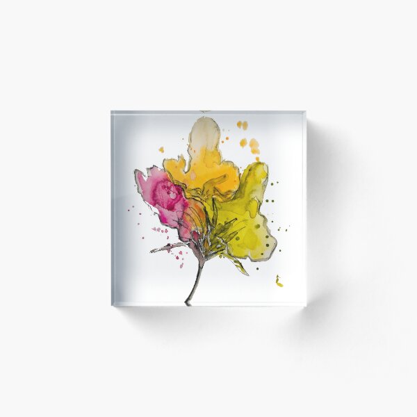 Summer Watercolor Flower Acrylic Block