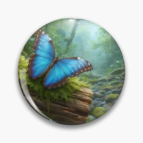 Item preview, Blue Morpho Butterfly on Mossy Log designed and sold by RubisLeaf.