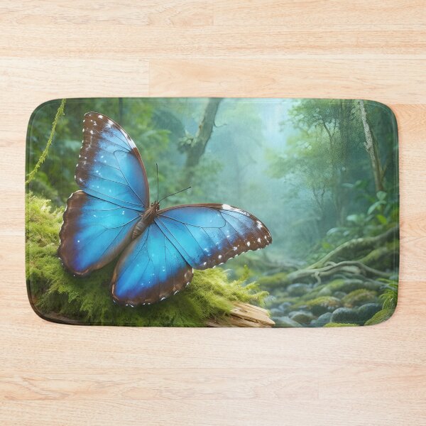 Item preview, Blue Morpho Butterfly on Mossy Log designed and sold by RubisLeaf.