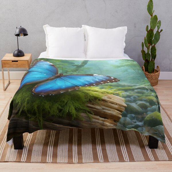 Item preview, Blue Morpho Butterfly on Mossy Log designed and sold by RubisLeaf.
