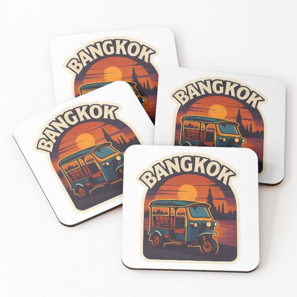 Item preview, Bangkok Tuk Tuk at Sunset | Retro Thailand Travel Design designed and sold by astersgraphics.