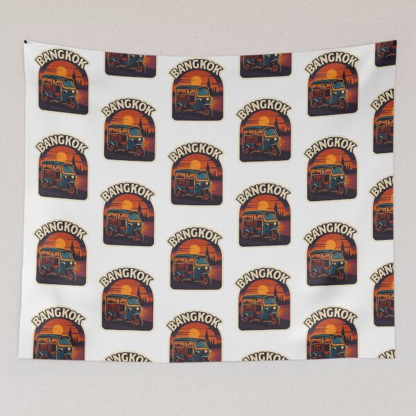 Item preview, Bangkok Tuk Tuk at Sunset | Retro Thailand Travel Design designed and sold by astersgraphics.
