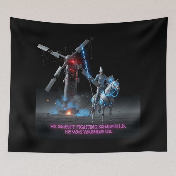 Item preview, "Cyber Don Quixote – The Warning" designed and sold by RitualRebel.