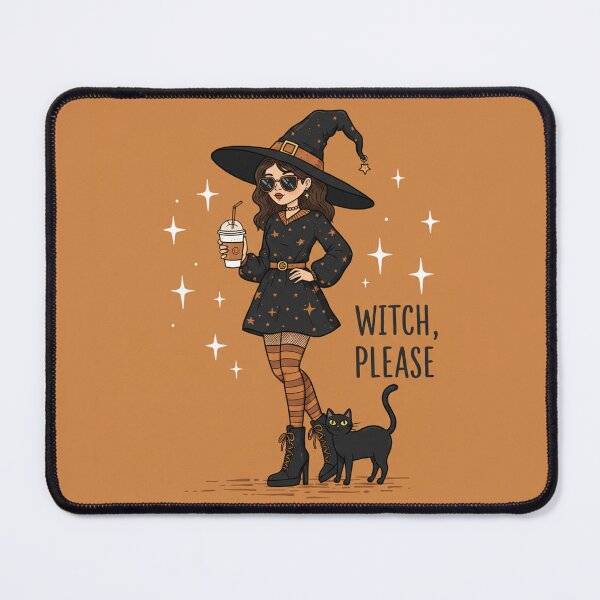 Item preview, Witch, Please – Sassy Witch with Coffee and Cat designed and sold by Artisan's Nook By Taffy.