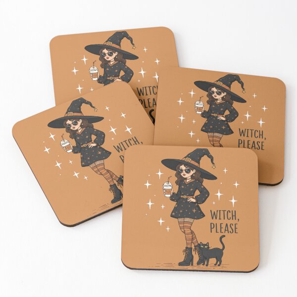 Item preview, Witch, Please – Sassy Witch with Coffee and Cat designed and sold by Artisan's Nook By Taffy.
