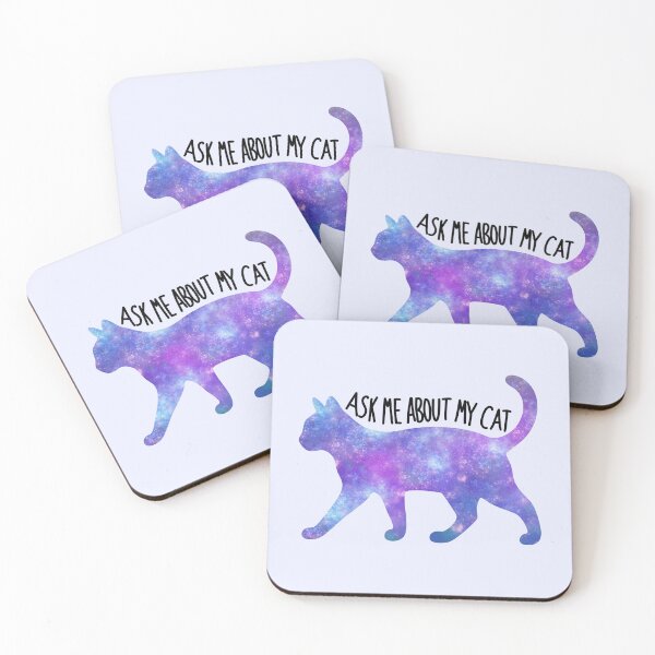Item preview, Galaxy Cat Silhouette – Funny “Ask Me About My Cat” Cosmic Kitty Design designed and sold by magdalenanegra.