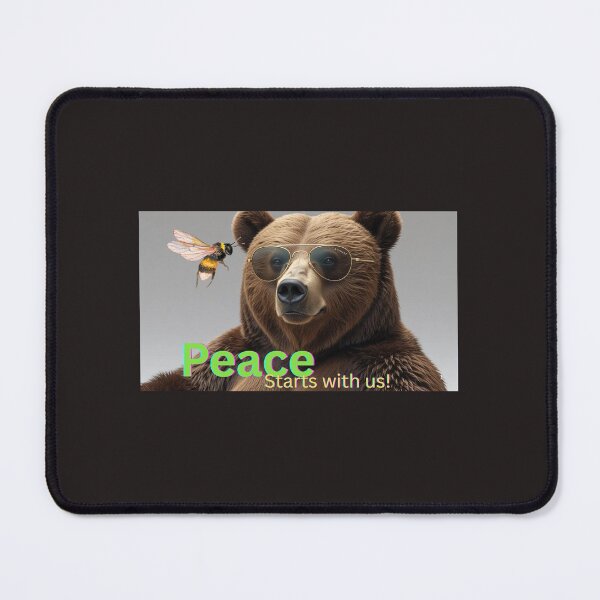 Item preview, Cool Bear and Bee for Peace – Funny Animal Art with Message designed and sold by SEVVIBES.