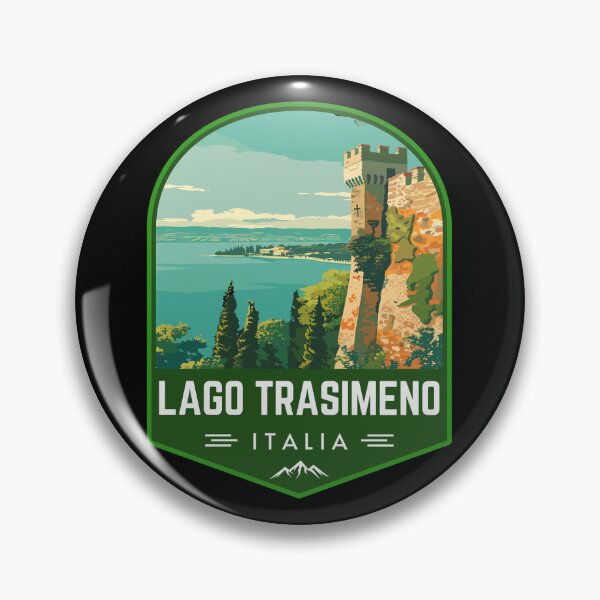 Item preview, Lago Trasimeno in Umbria, Italy Vintage Travel Art Badge designed and sold by MaateoDesign.
