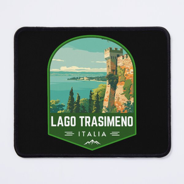 Item preview, Lago Trasimeno in Umbria, Italy Vintage Travel Art Badge designed and sold by MaateoDesign.