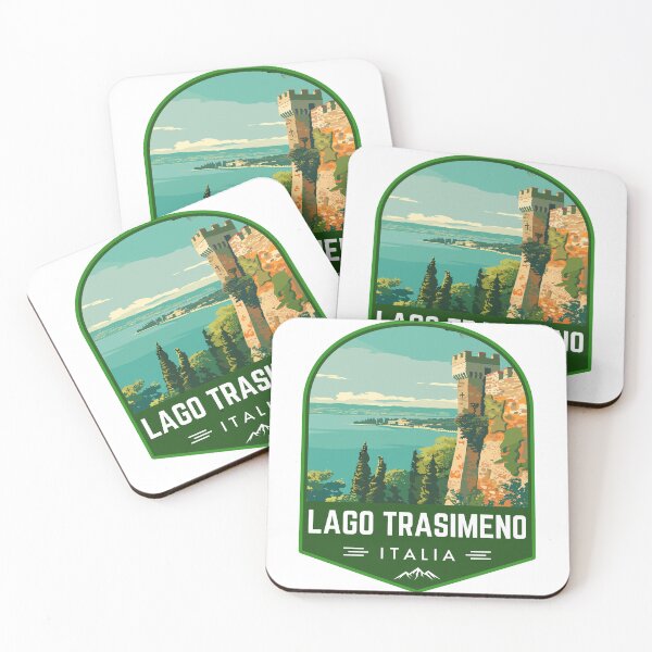 Item preview, Lago Trasimeno in Umbria, Italy Vintage Travel Art Badge designed and sold by MaateoDesign.