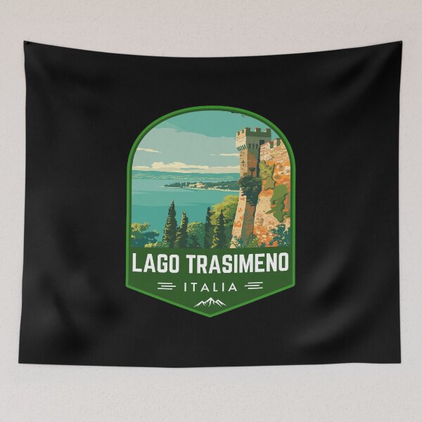 Item preview, Lago Trasimeno in Umbria, Italy Vintage Travel Art Badge designed and sold by MaateoDesign.