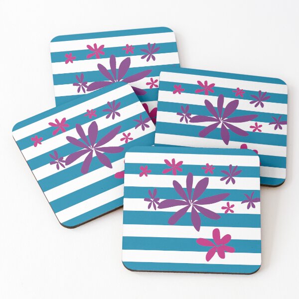 Item preview, TellTale Teal Stripes with Faithful Flowers designed and sold by jademonkey.