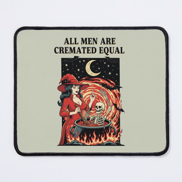 Item preview, All Men Are Cremated Equal Witch Brewing Skeleton designed and sold by DropRomance.