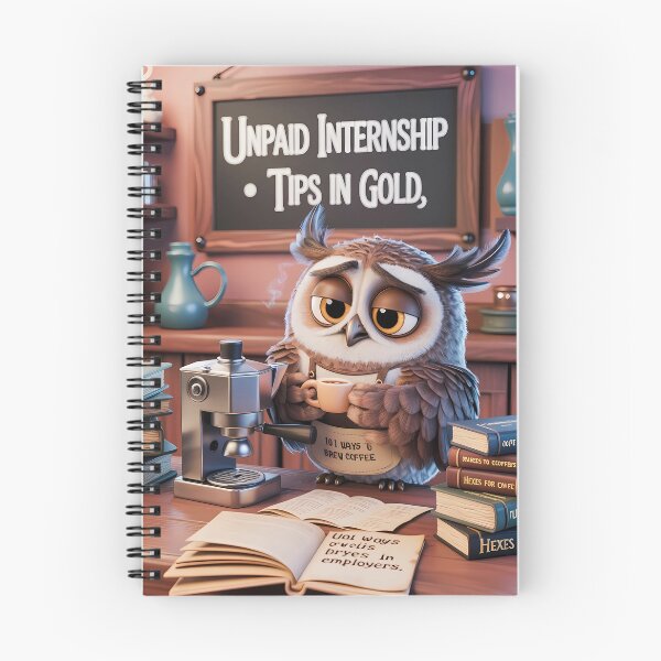 Item preview, UNPAID INTERNSHIP - Magical Familiar Cafe Art for Overworked Wizards & Coffee Lovers, Fantasy Office Decor designed and sold by Rilindi.