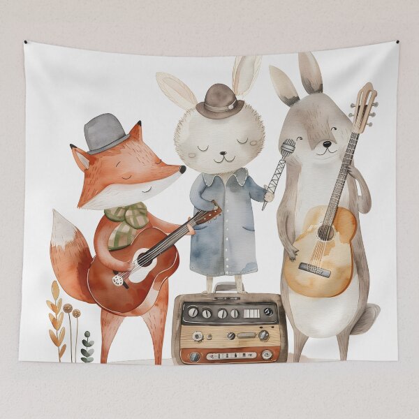 Item preview, Boho Woodland Animal Band Nursery Wall Art designed and sold by WabiSabiSjak.