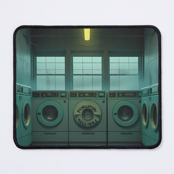 Item preview, PURGATORY CYCLE - Liminal Space Laundromat Art for Horror Fans & Dreamcore Aesthetic, Glow-in-the-Dark Posters designed and sold by Rilindi.