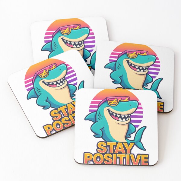 Item preview, Stay Positive Shark – Retro 80s Vaporwave Beach Vibes designed and sold by RouniBoutique.