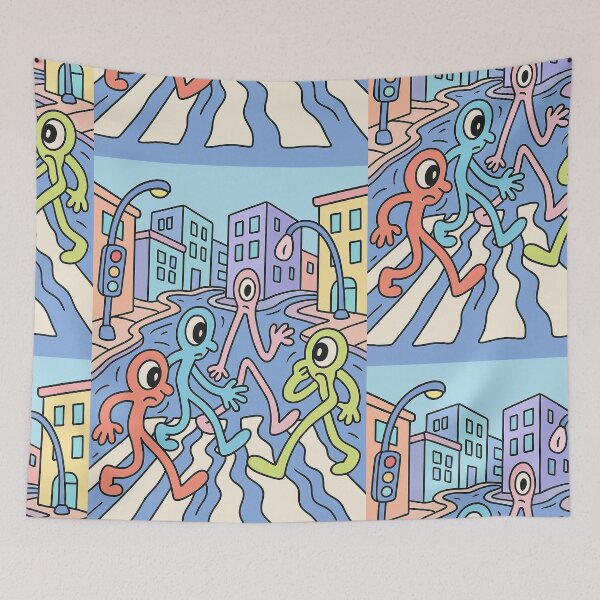 Item preview, Whimsical Crosswalk Creatures in Wavy City designed and sold by weirdfishes123.