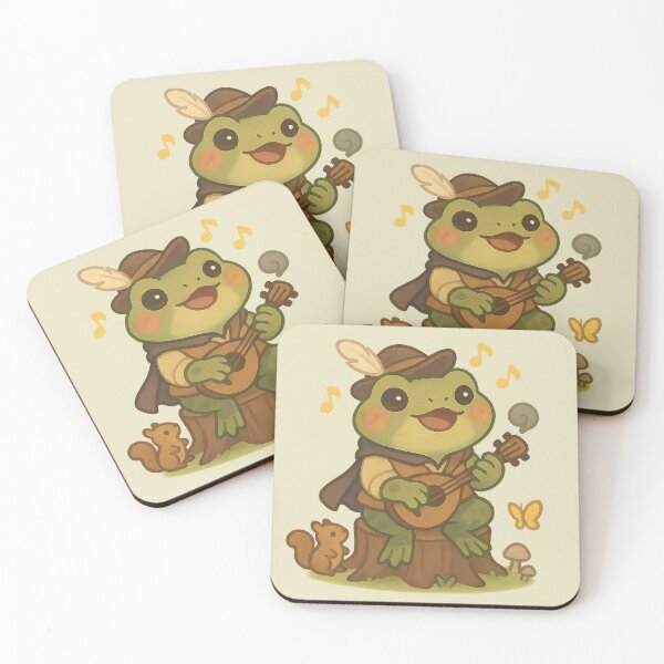 Item preview, Frog Bard – Kawaii Singing Frog with Lute and Feather Hat designed and sold by LuKreate.